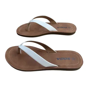 NWOB Soda Ella White Flip Flop Sandals Brown Footbed Size 10 thumbnail 5