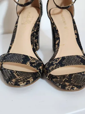 Madden Girl Beella Brown Faux Snakeskin Heeled Sandals Size 6 thumbnail 3