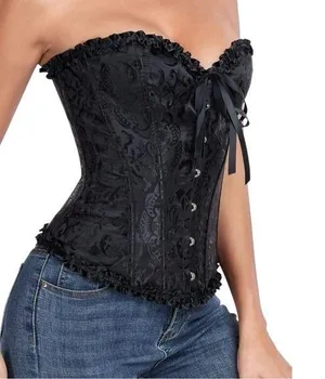 Women's Black Lace-Up Tight Body Shaper Corset thumbnail 2