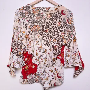 VTG 90s Women Fairy Grunge Boho Top Large Patchwork Western Bell‎ Flare Sleeve thumbnail 6