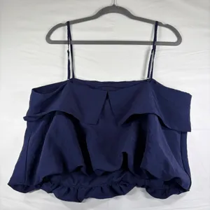Navy Blue Bubble Hem Two Piece Set Cami Silky Top L and Mini Skirt 12 Party Chic thumbnail 14