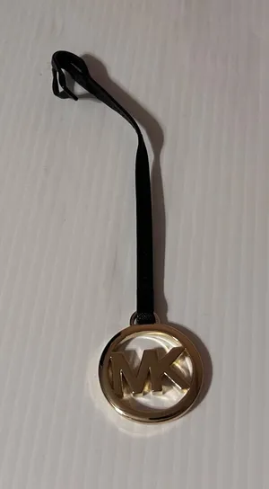 Michael Kors Black Strap Gold MK Medallion Key/Bag Charm thumbnail 1
