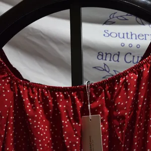 NWT Bloom Chic Red/White Polka Dot Peasant Blouse, Size 26 thumbnail 9