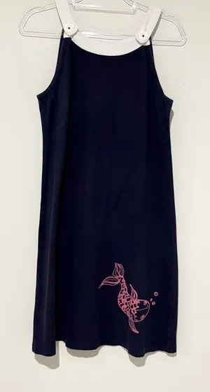 Lilly Pulitzer Vintage‎ coy fish nautical overall dress navy blue pink medium thumbnail 1