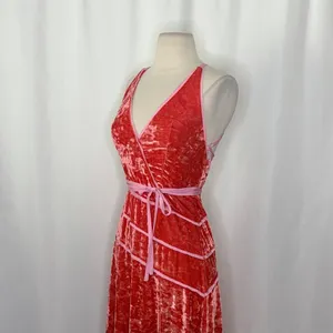FREE‎ PEOPLE Deia Velvet Midi Dress Pink Rose Strappy Dainty Romantic X-Small thumbnail 8