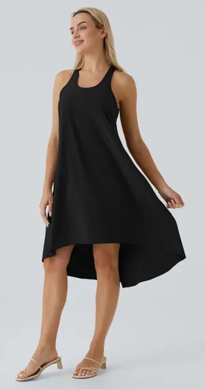 Halara NWT Black Racerback High-Low lightweight Dress Size L thumbnail 1