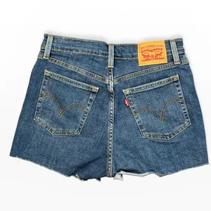 Levis High Rise Jean Shorts Size‎ 28 Distressed Cut Off Denim Micro Mini Bootie thumbnail 2
