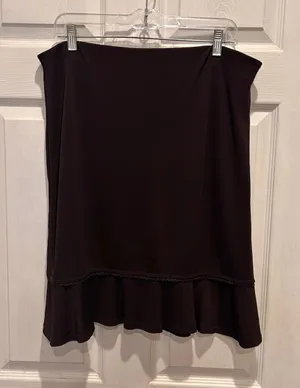 VTG Max Studio Womens Brown Ruffle Hem Knee Length Skirt Size‎ L Made in USA thumbnail 1