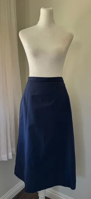 Vintage ‘90s Navy Blue Wool Blend Midi Skirt thumbnail 1