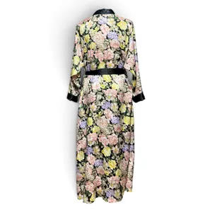 Victoria's Secret Gold Label Vintage Satin Robe Black Pink Purple Floral Small thumbnail 4