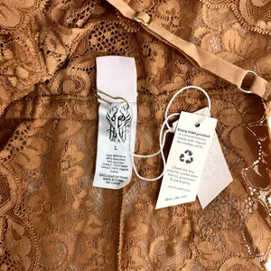 NEW Free People HAH Brown Sugar Cut to the Chase Lace V-neck Boho Bodysuit L thumbnail 7
