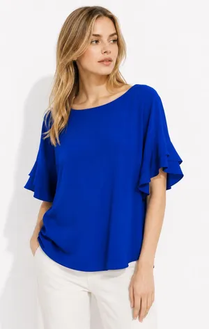 Umgee Womens Royal Blue Ruffle Sleeve Top Small Boho Feminine Flowy Y2K NEW thumbnail 1