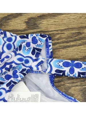 NWT Swim Solutions Double-Tier One-Piece Swimsuit Amalfi Coast Blue Multi 8 thumbnail 7
