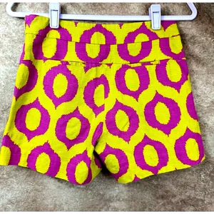 Anthropologie 'Cartonnier' Tailored Remy Shorts Hot Pink Yellow Green sz 4 thumbnail 13