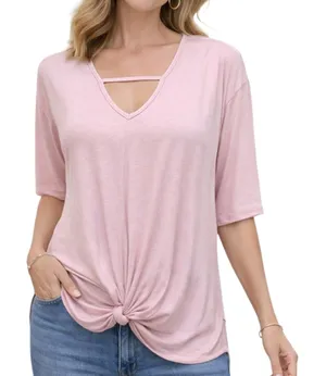 Forgotten Grace Pink Knot Front Top 2X Bohemian Pastel Clean Girl Feminine thumbnail 1