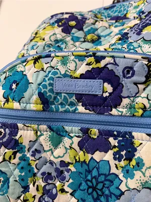 Vera Bradley Blue Floral Quilted Backpack with Aqua Accents thumbnail 2