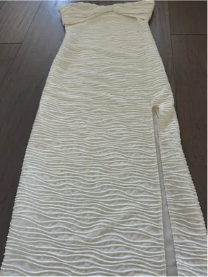 Women's Strapless Midi Dress, Size XS, White wave texture pattern thumbnail 3