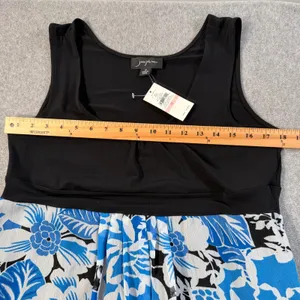 josephine Women's Size 10 Black Blue White Tropical Floral Sleeveless Midi Dress thumbnail 8