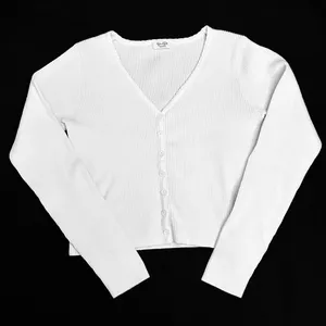 Brandy Melville John Galt White Ribbed V-Neck Button Front Long Sleeve Cardigan One Size thumbnail 1