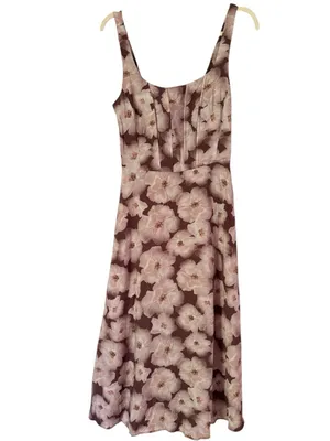 Melloday Brown Floral Tencel Blend Smocked Midi Dress Size Small thumbnail 2