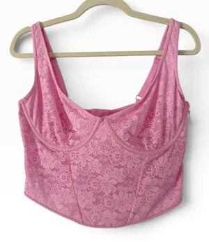 NWT Victoria Secret Pink Corset Lace Tank Top Size XL￼ thumbnail 1