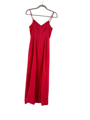 Lulu's Red Spaghetti-Strap Maxi Gown with High Side Slit thumbnail 9