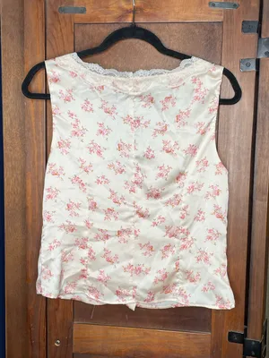 Dress Forum Womens Ivory Floral Satin Lace Cami Top Large Coquette Romantic Y2K thumbnail 3