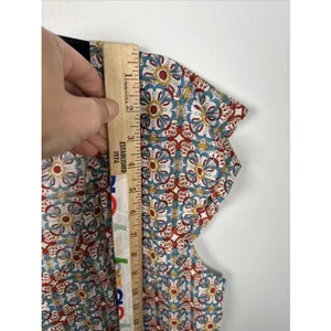 Amang NY Top Womens XL Peasant Boho V-neck Cap Sleeve Stretch‎ Colorful thumbnail 14