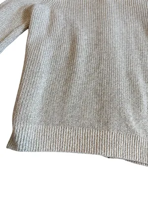 L.L. Bean Zip-Down Cardigan Sweater Ribbed Stretch Light Grey Size Large Women's thumbnail 10