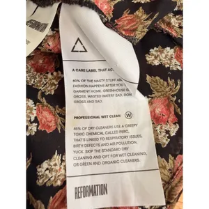Reformation Floral Midi Dress Tie Neck Long‎ Sleeve Slit Black Size 0 thumbnail 10
