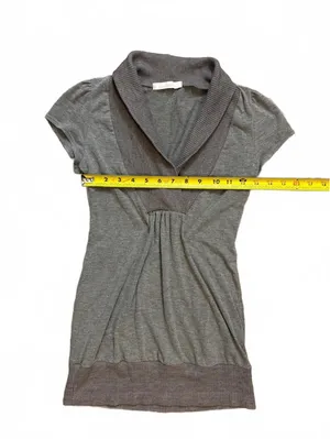 Vintage Y2K Charlotte Russe Gray Shawl Collar Tunic Top Small Made in USA thumbnail 3