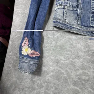 Vintage Guess Jeans Denim Trucker Jacket Women Large 90s Embroidered Y2K Retro thumbnail 10