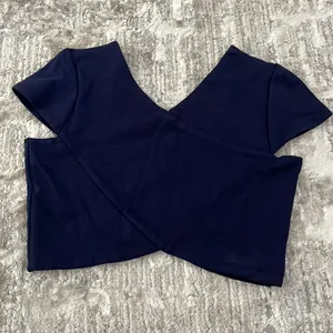Rolla Coster | Navy Blue Criss Cross Crop Top Cap Sleeves Small thumbnail 1