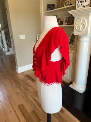 Skylar * Madison Red Ruffled V-Neck Crop Top thumbnail 5