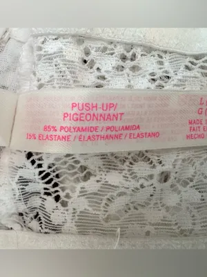 NWOT PINK Victoria's Secret Eyelash White Lace High Neck Underwire Push-Up Bra L thumbnail 8