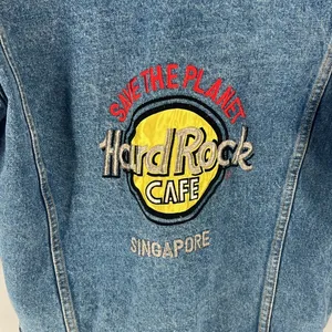 Hard Rock Cafe Singapore Medium Wash Blue Denim‎ Button Front Jacket thumbnail 3