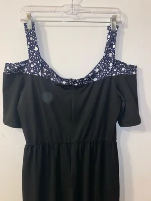 Black V-Neck Cold-Shoulder Pant Jumpsuit Size XXL Like New thumbnail 6
