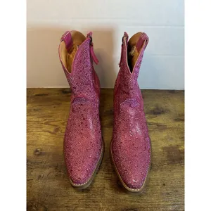 Dingo Silver Dollar Women’s 9.5M Fuchsia Pink Rhinestone Western Boots DI577 EUC thumbnail 3