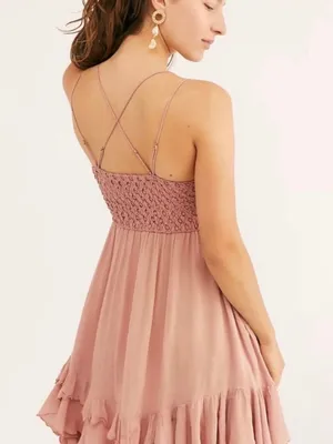 NWOT Free People Adella Mini Dress Dusty Rose size Small thumbnail 2