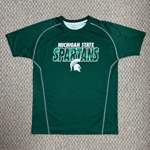 Michigan State Spartans Pro Edge Green and White College Team Athletic T-Shirt thumbnail 1