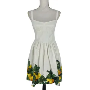 Amanda Uprichard Napoli Lemon Print Cotton Mini Dress White Size‎ S thumbnail 5