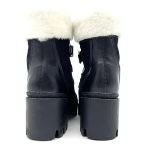 NEW‎ Schutz Womens 6 Aretuza Black Suede & Shearling Combat Boots Waterproof thumbnail 3