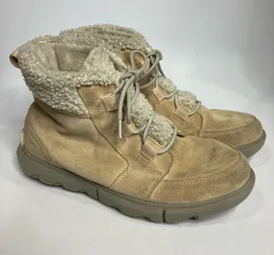 Explorer next carnival waterproof boots cream suede lace up boots womens size 10 thumbnail 4
