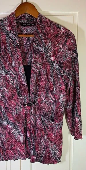 Notations Whimsigoth‎ Top Womens Large Black Pink Beaded Stretch Office Church thumbnail 1