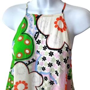 Free People Dare You Tank Green Floral Combo Mod Retro Coastal Festival M thumbnail 3