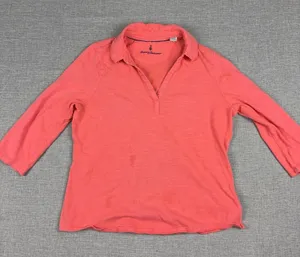 Tommy Bahama Polo Shirt Womens M Pink Collared 3/4 Sleeve Lightweight Jersey Top thumbnail 1