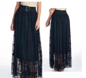 🆕Black Bohemian Swirl Lace-Up Maxi Skirt OS🆕 thumbnail 1
