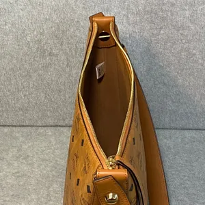 Discontinued MCM Klara Monogram Visetos Hobo Cognac Brown‎ Leather Luxury FLAW thumbnail 11