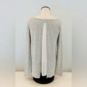 Abercrombie & Fitch Beige Long Sleeve Split Black Top size Small thumbnail 3