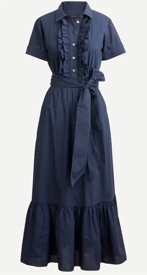J. Crew Ruffle-front Maxi Dress in Cotton Poplin thumbnail 1